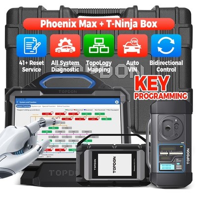 2026 TOPDON Phoenix MAX + T-ninja Box OBD2 Scanner Bidirectional Ky Coding J2534