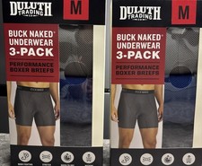 Lot of 2 - Duluth Trading Buck Naked Underwear - Boxer Briefs 3-Pack - Size: M