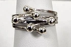 Vintage Taxco Mexico Sterling Silver 925 Eagle 3 Bead/Ball Modernist Ring Sz: 6