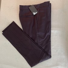 The Kooples Burgundy Checked Wool Trousers 30/33 US 44 EU NWT Slim Fit 315