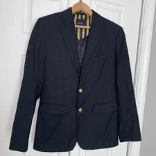 Nautica Boys Navy Blue Blazer Size 16 Regular Dress Blues Gold Button Sport Coat