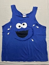Sesame Street Place Blue Cookie Monster Tank Top Shirt Made In USA Size Medium