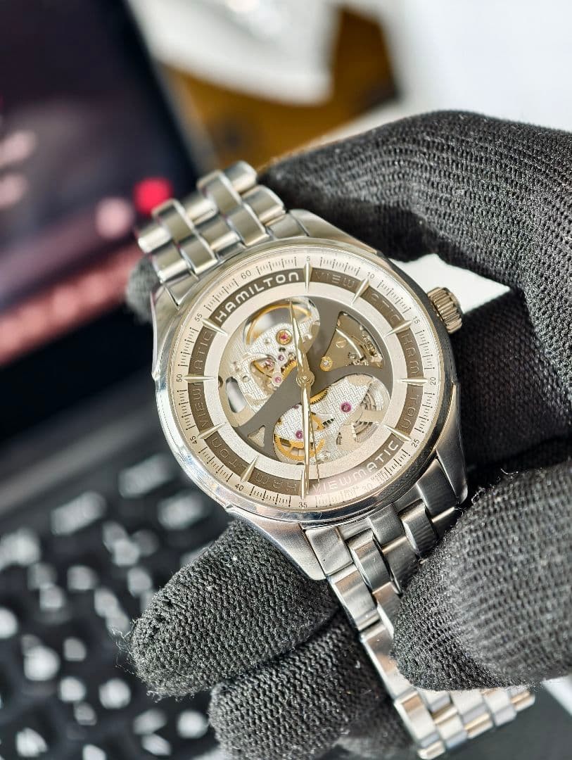 Hamilton Viewmatic Skeleton Automatic Watch Stain… - image 2