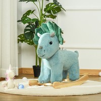 Homcom Schaukelpferd PlüSch Schaukeltier Triceratops-Design DunkelgrüN