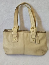 Coach Soho Collection Cream Pebbled Leather Tote 11844