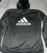 New Adidas ClimaWarm Gray Big Logo Hoodie Size Large L
