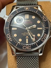 Hand-Assembled Custom Time Piece Seiko Mod Black /Silver Sea Watch Master