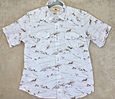 Western Aloha Hawaiian Shirt Mens Large L Floral Pearl Snap Short Sleeve Premium