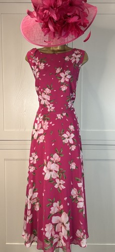 Hobbs Midi-Anlasskleid UK 18 bunt A-Linie Blumen Georgette ärmellos - Bild 7 von 23