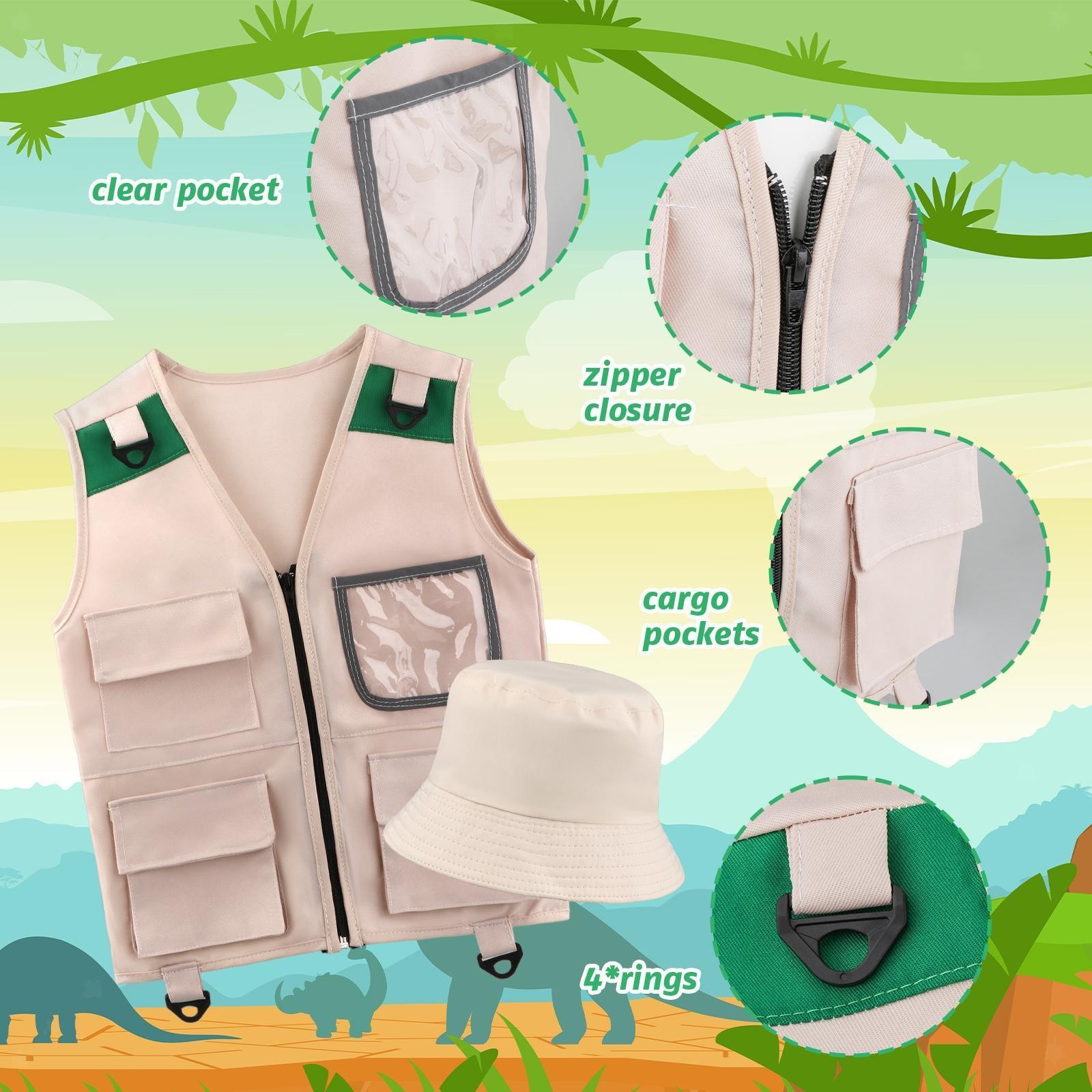 Kit Esploratore Bambini Giocattoli Per Bambini Gilet Cappello Gioco Di Ruolo foto 5