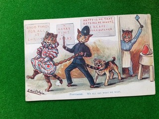 1906 Pantomime Cat Police Louis Wain Postcard
