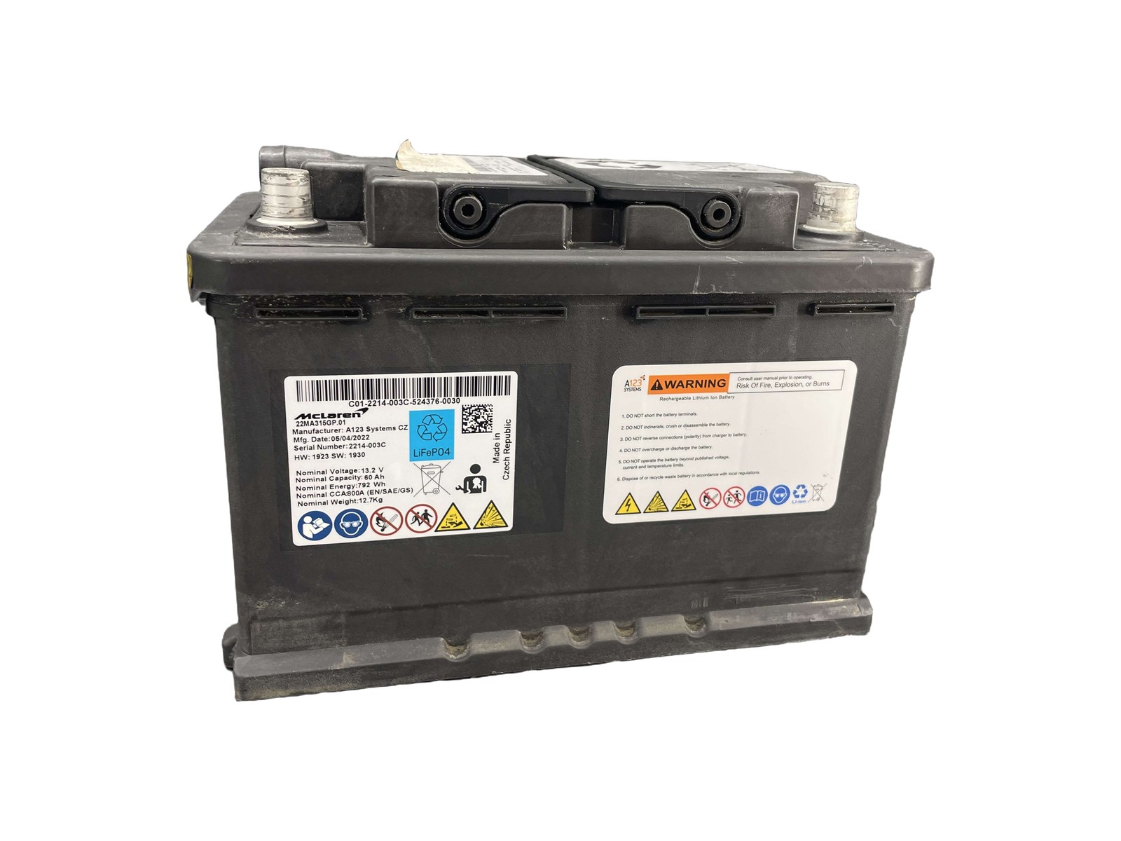 McLaren GT 2020-2023 Battery P/N 22MA315GP