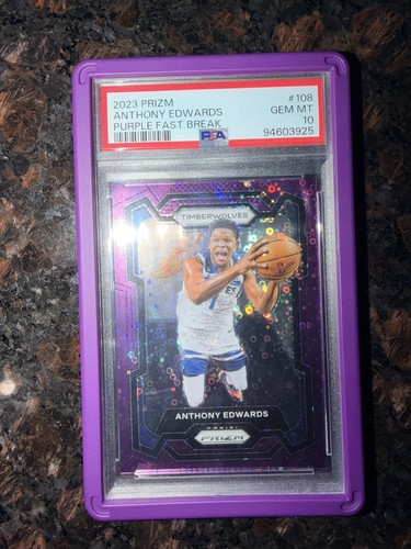 2023-24 Panini Prizm - Anthony Edwards Purple Disco Fast Break #108 /75 PSA 10