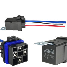 4-Pin 40/30AMP 12V DC Waterproof Relay with Heavy Duty Wires, SPST Automotive Re