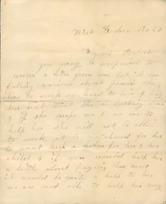 c.1890s West Goshen NY Handwritten Letter Family Hardship Rent Appeal Eggleston
