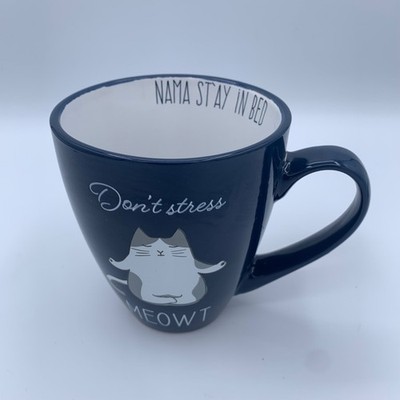 Yoga Cat Don t Stress Me Out Nama Stay in Bed XL Coffee Mug Ceramic Novelty Yoga