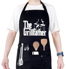 Funny Cooking Chef Apron for Men with Pockets BBQ Kitchen Work Aprons Birthda...