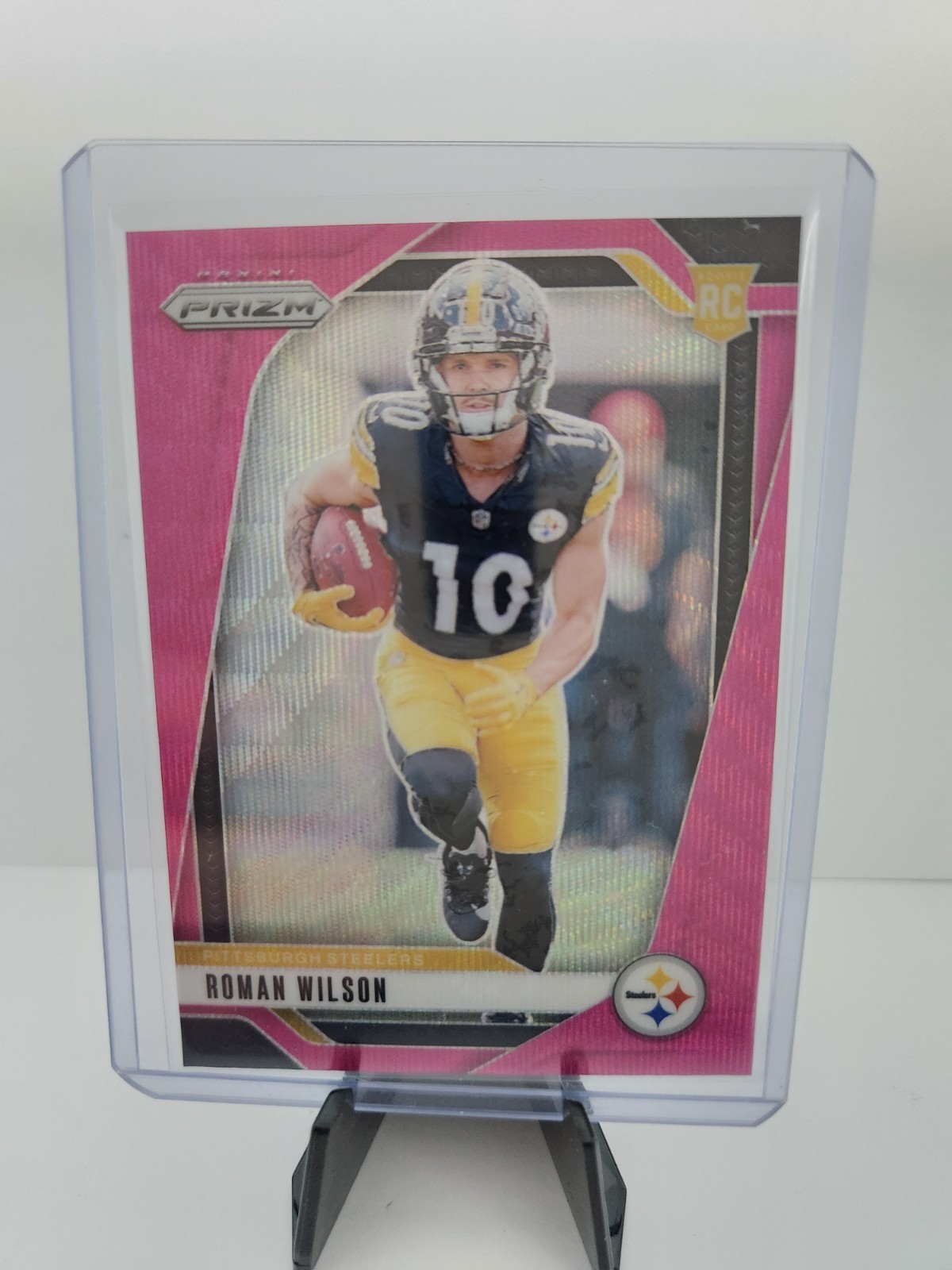 2024 Panini Prizm - Rookies Roman Wilson #384 Pink Wave Prizm (RC) Steelers