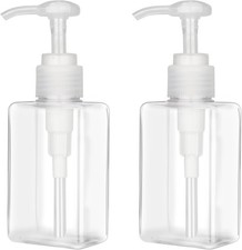 150ml 5.1oz Pump Bottle Dispenser 2 Pack Refillable Flat Square Plastic