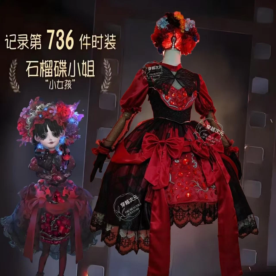 Identity Ⅴ Little Girl Dress Up Red Lace Short Skirt Outfit W/Bow Tie Gift - Image 4 of 4