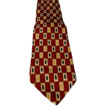Perry Ellis Portfolio Squares & Ovals 100% Silk Neck Tie made in USA Necktie