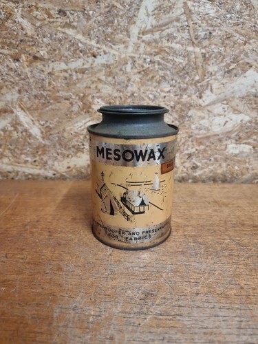 Vintage Mesowax Waterproofer And Preservative Tin Can Oil Petrol Interest
