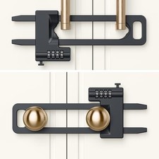 Code Cabinet Lock, 2 Pack, Keyless Double Door Drawer Lock Long Matte Black