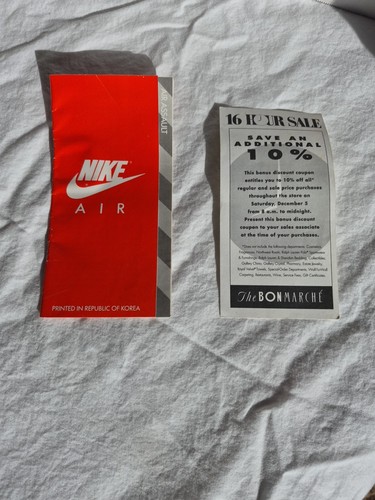 VINTAGE NIKE AIR ASSAULT SHOE PAPERS & A THE BONMARCHE PAPER