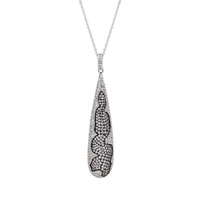 Teardrop Pavé Cubic Zirconia Pendant Necklace - Sterling Silver - Fei Liu