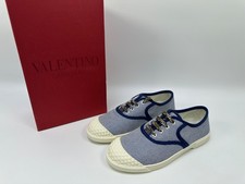 Valentino Bay By Bay Floral Canvas Sneaker Women's Checkered Blue Size IT 37