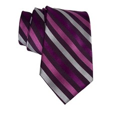 Michael Kors Tie Mens Silk Purple Gray Striped Necktie Business Career
