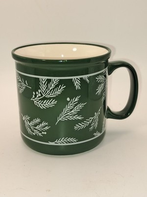Hallmark Christmas Mug Mistletoe Green Holly Branch 18 oz Ceramic Coffee Mug