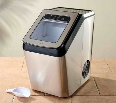 Technique 72-lb Countertop Nugget Ice Maker Chewable Stainless Steel Black Top