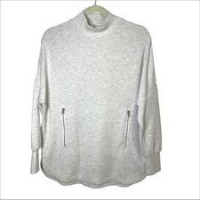 Varley Women s Bay Sweat Funnel Neck Pullover Light Gray Size XS Athleisure Luxe