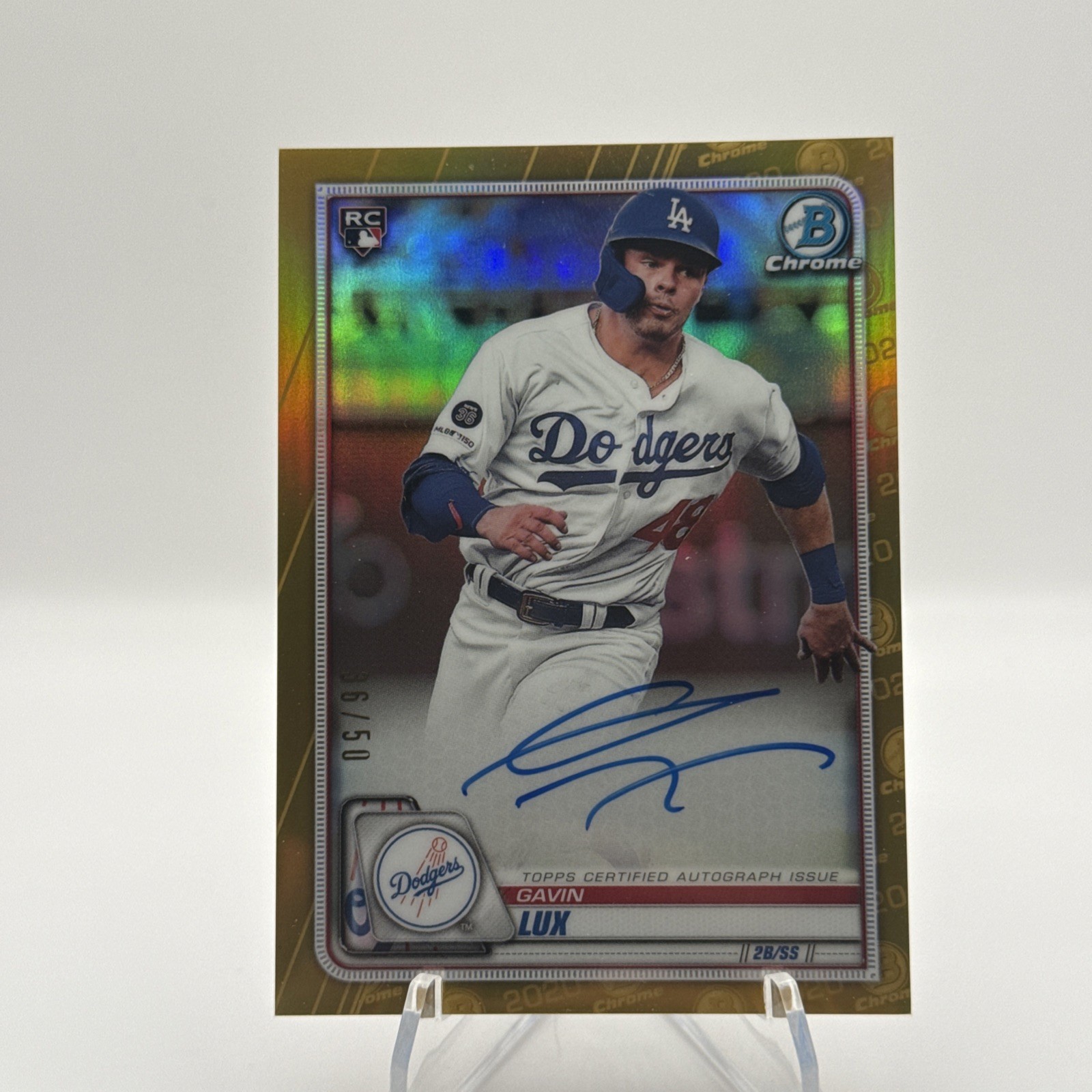 GAVIN LUX 2020 BOWMAN CHROME GOLD REFRACTOR ROOKIE AUTO /50 #CRA-GL 