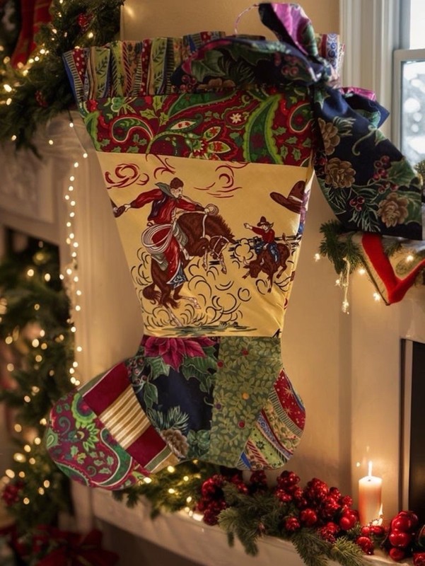 Handmade Cowboy Christmas Stocking