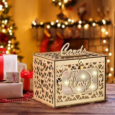 Wedding Card Box with Lock Wooden Card Box with Card Sign Gold