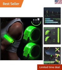 2 Pack LED Rechargeable Running Lights - High Visibility Arm Bands for Safety