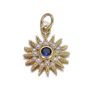 Authentic 1PC 18K Gold Plated Sunshine Sunburst Charm Pendant, CZ Pave 12X18mm GYJ72
