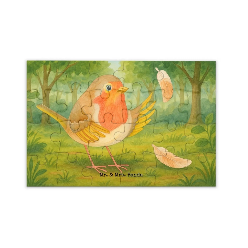MR. & MRS. PANDA Puzzle Rotkehlchen Federn Design - Geschenk Tiere fliegen Tiermotive