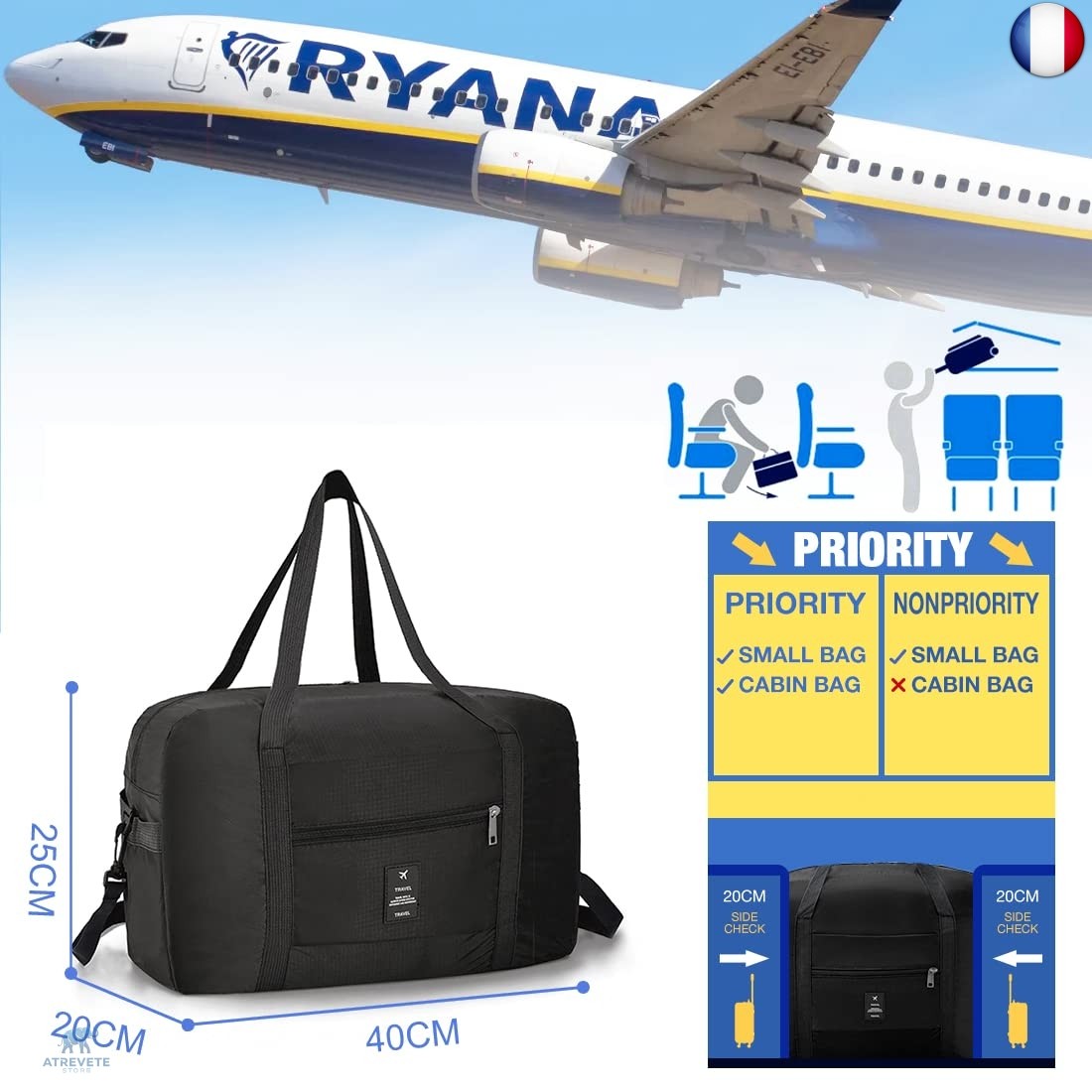 40x20x25 Ryanair Bagages AutorisÃ©s Bagage Cabine 40x20x25 Pour
