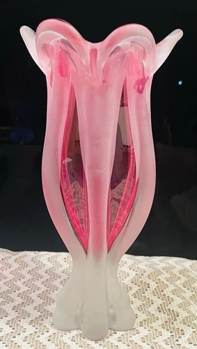 Vtg MCM Josef Hospodka Bohemian Czech Sklo Union Chribska Glassworks Vase 10.5”H