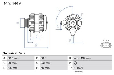 BOSCH 0 986 086 840 Generator für NISSAN