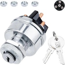 Ignition Switch with Key, Universal Ignition Key Switch, 12V 4 Position Starter