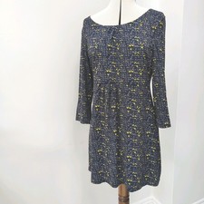 NEW White Stuff UK14 Dress Viscose Stretch Black Yellow Charcoal Grey