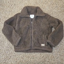 Abercrombie Kids Youth Size 15/16 Brown Sherpa Fleece Full Zip Warm Soft Pocket