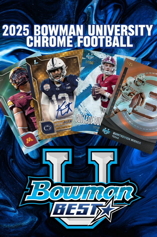 $1 Auctions!  2025 Bowman University Chrome® Football Hobby  Box break