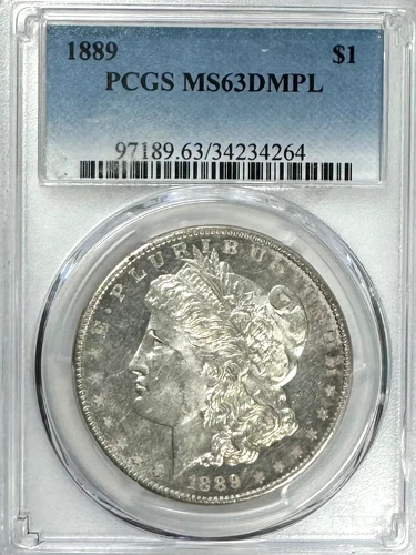 1889 Morgan Dollar, MS 63 DMPL PCGS, NR