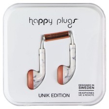 Happy Plugs Unik Edition 3.5mm Wired Headphones w/Mic and Remote - Marble