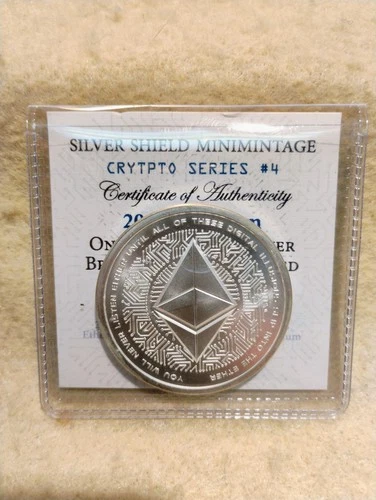 2018 ~ ETHEREUM CRYPTO SERIES ~ SILVER SHIELD ~ 1oz .999 SILVER ROUND ~ BU